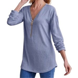 Soft Surroundings Heather Blue V-Neck Tunic